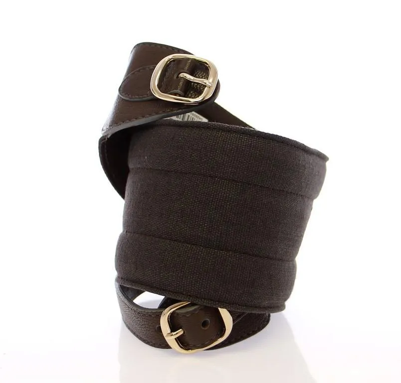 Brown Leather Linnen Logo Belt