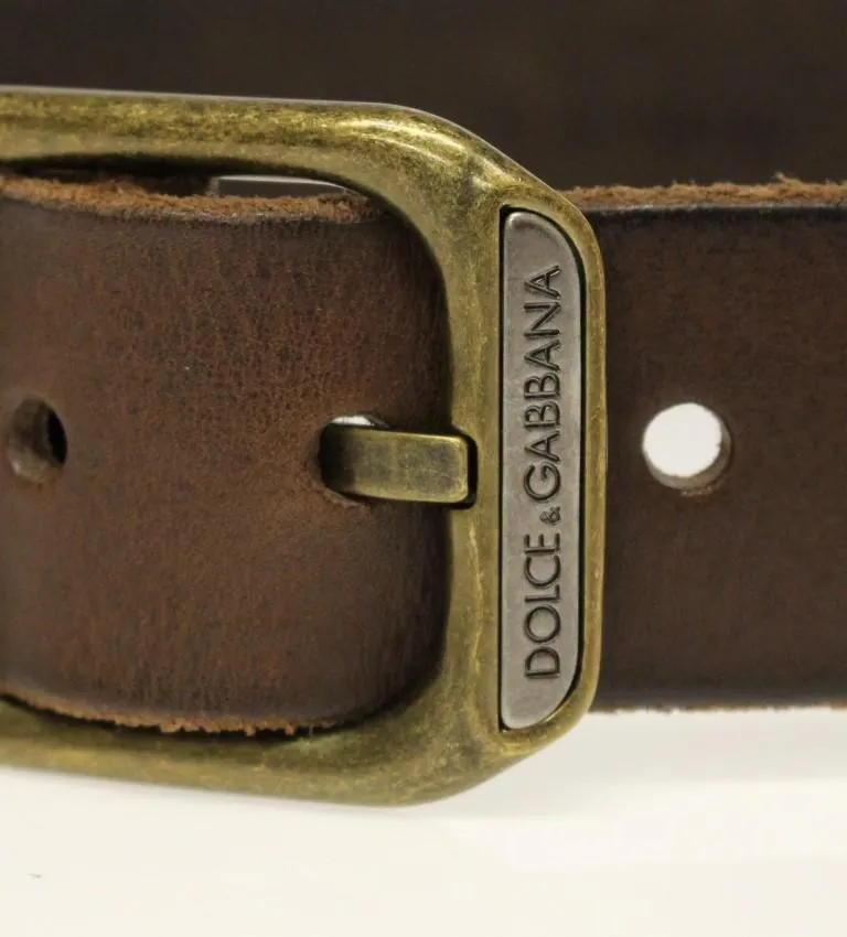 Brown Leather Logo Belt