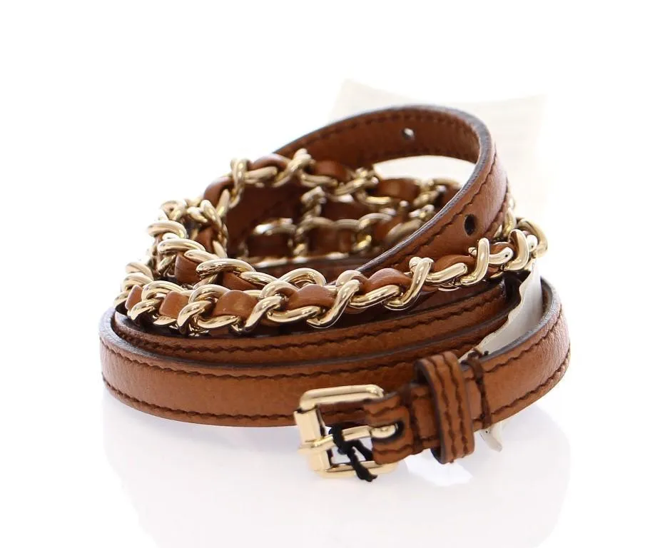 Brown Leather Logo Belt