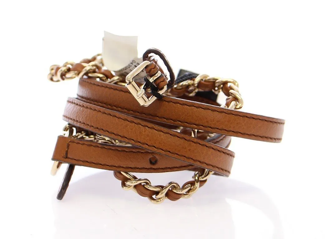 Brown Leather Logo Belt