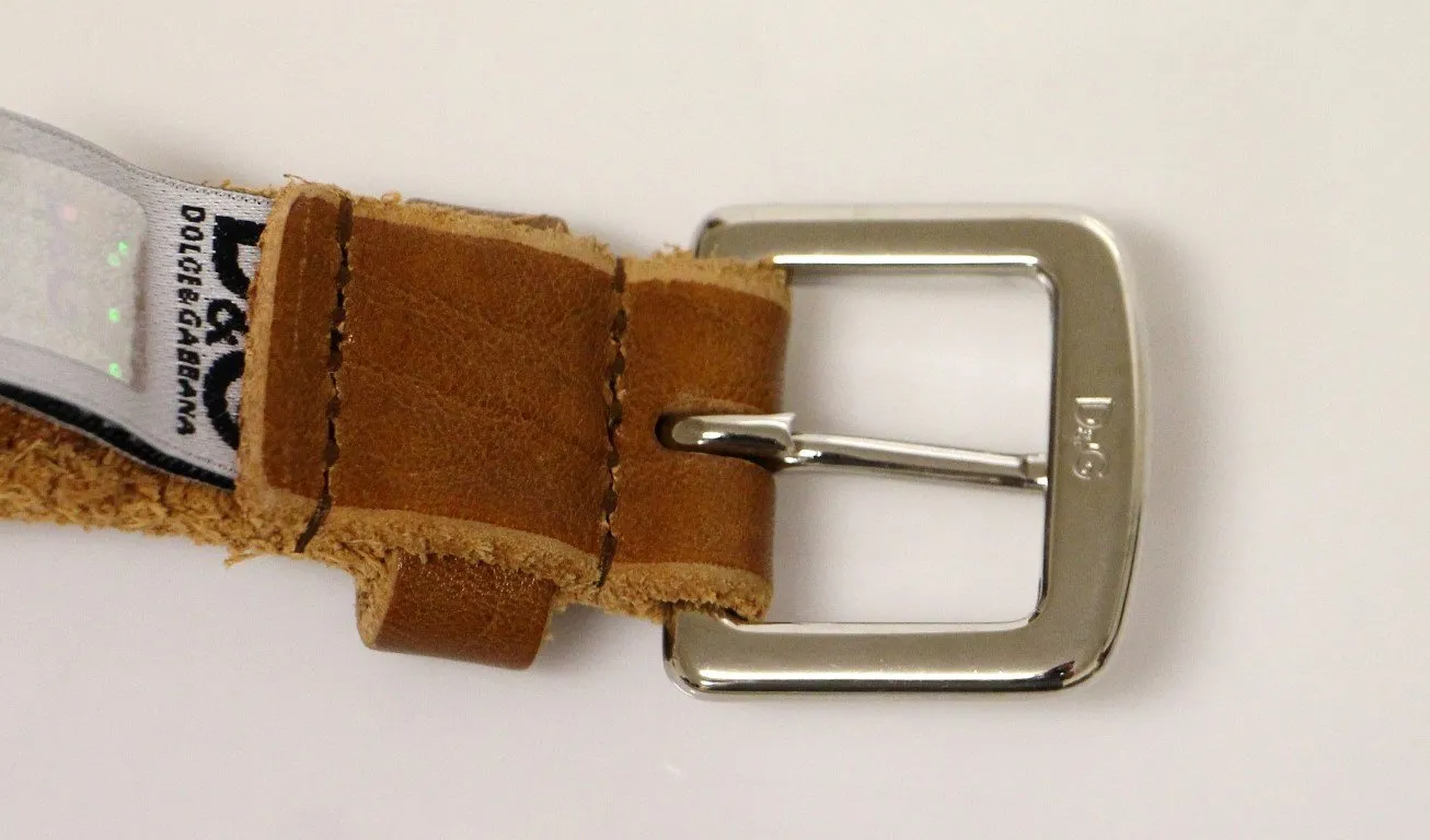 Brown Leather Logo Belt