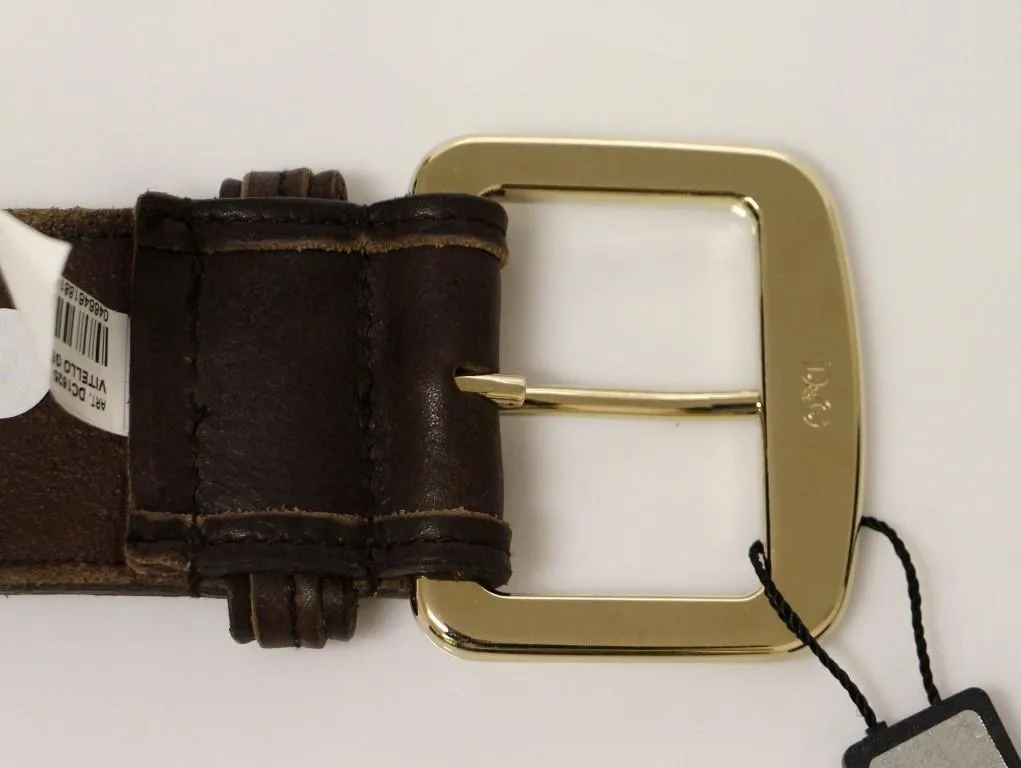 Brown Leather Logo Belt