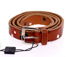 Brown Leather Logo Belt