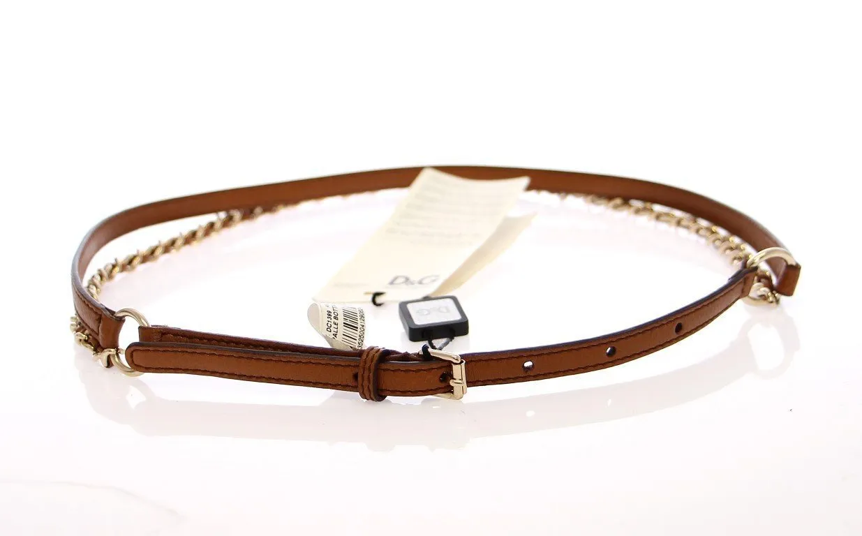 Brown Leather Logo Belt