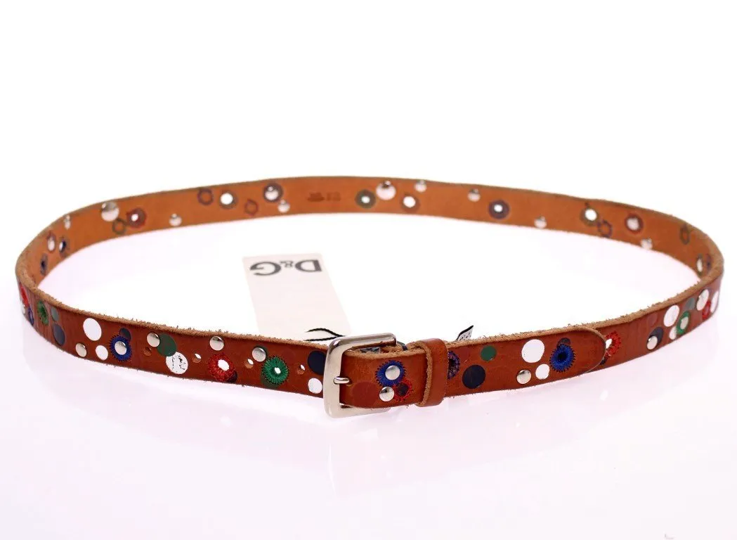 Brown Leather Logo Belt
