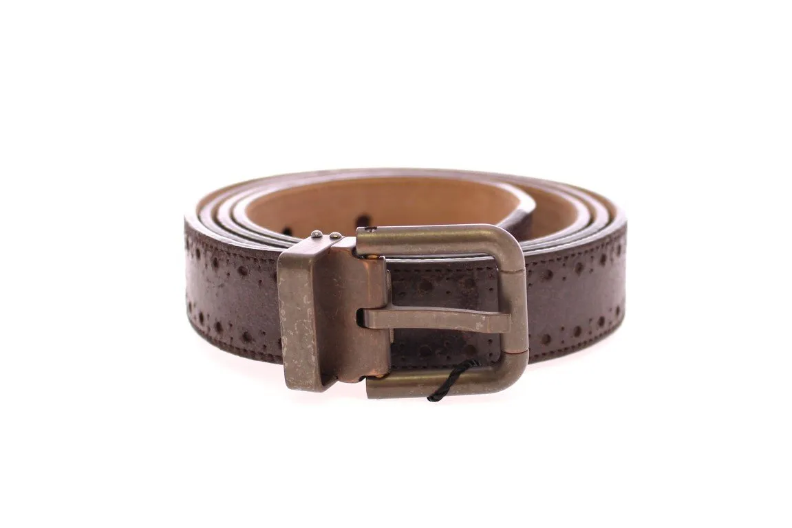 Brown Leather Logo Belt