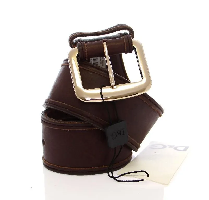 Brown Leather Logo Belt