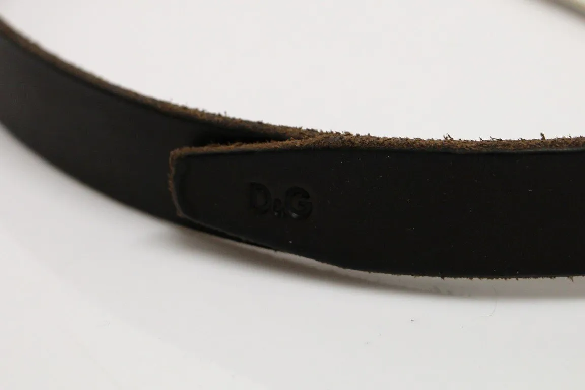 Brown Leather Logo Belt
