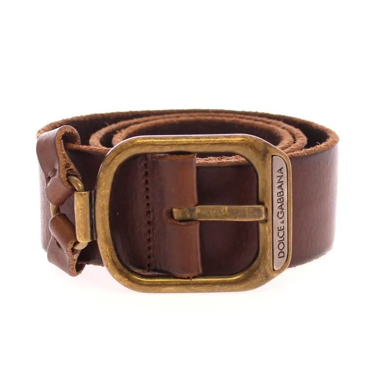 Brown Leather Logo Belt