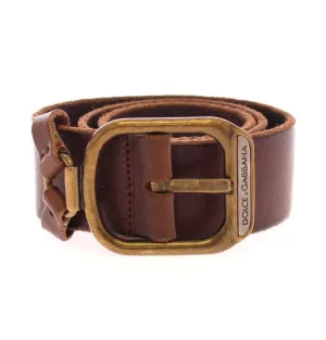Brown Leather Logo Belt
