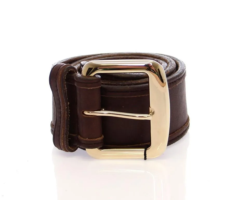 Brown Leather Logo Belt