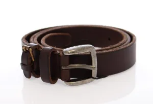 Brown Leather Logo Belt