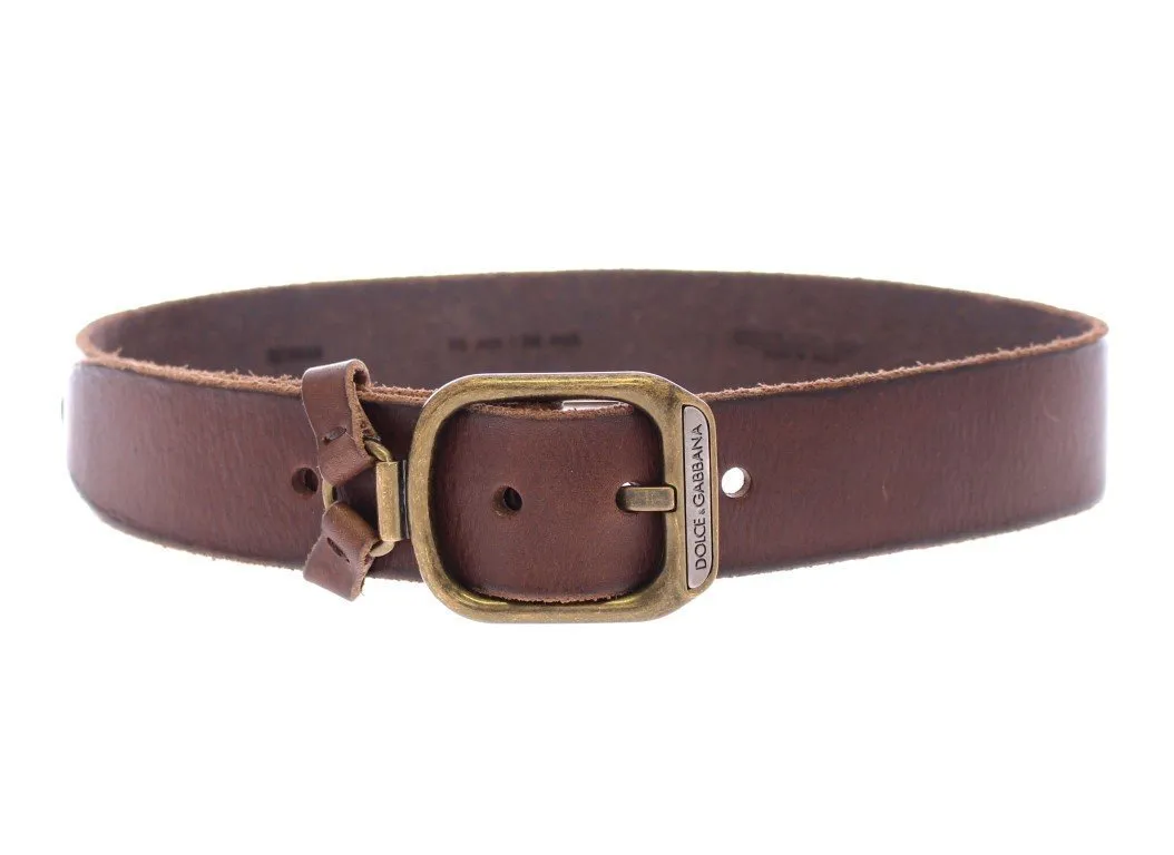 Brown Leather Logo Belt