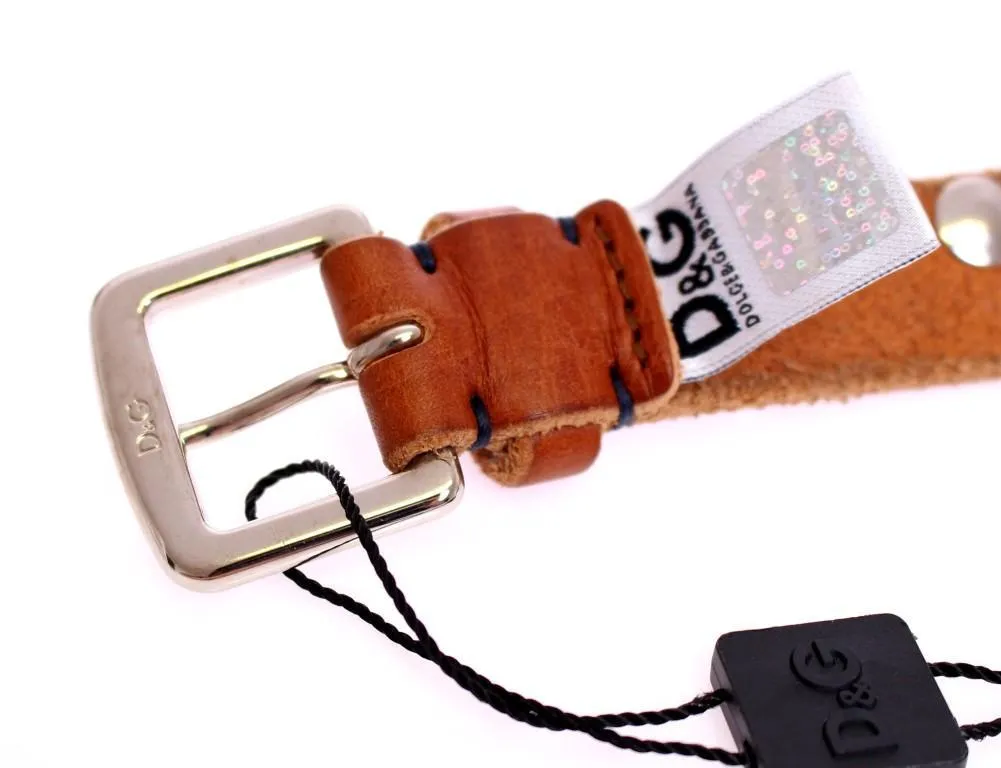 Brown Leather Logo Belt