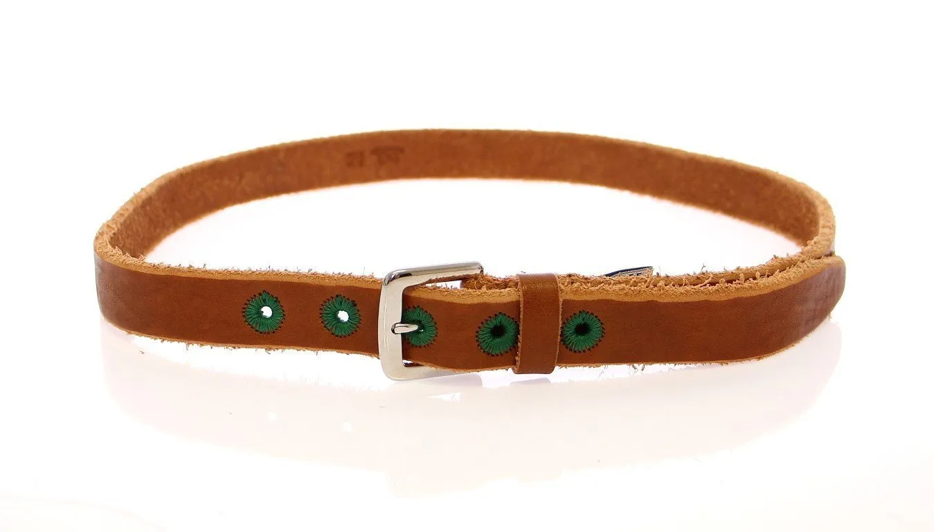 Brown Leather Logo Belt