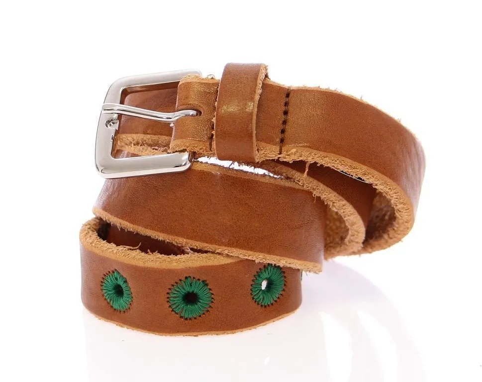 Brown Leather Logo Belt