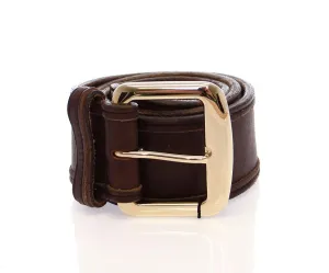 Brown Leather Logo Belt