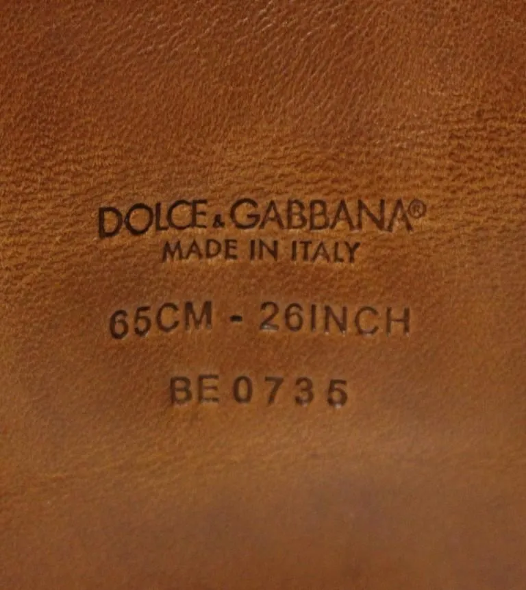 Brown Leather Logo Straw Belt