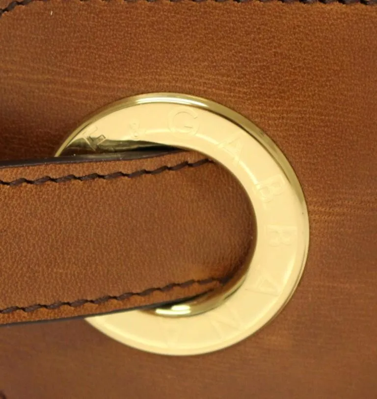 Brown Leather Logo Straw Belt