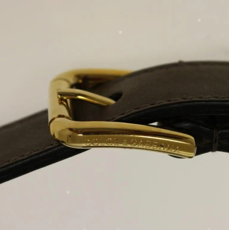 Brown Leather Logo Straw Belt
