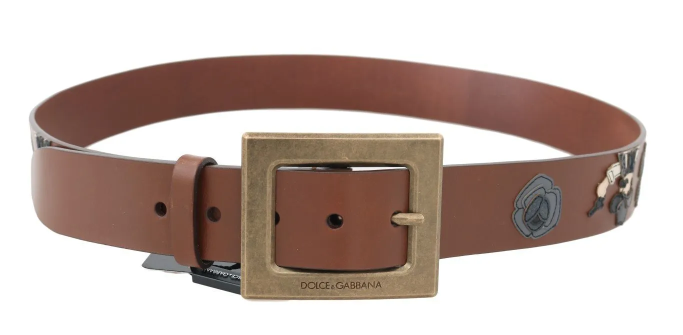 Brown Leather Sicilian Western Wide Belt