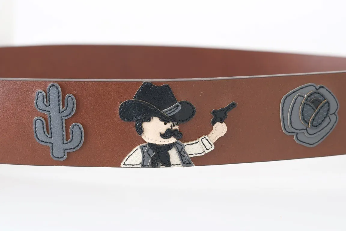 Brown Leather Sicilian Western Wide Belt