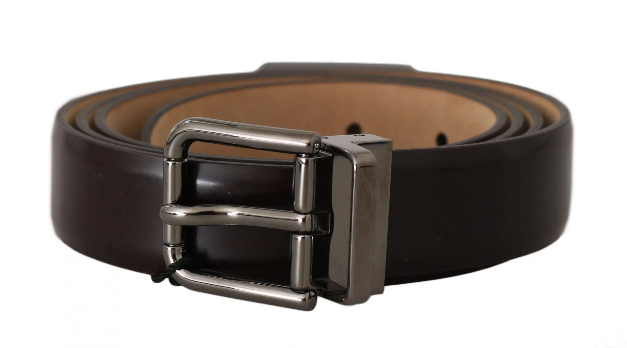 Brown Leather Silver Buckle Belt