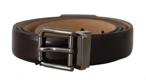 Brown Leather Silver Buckle Belt
