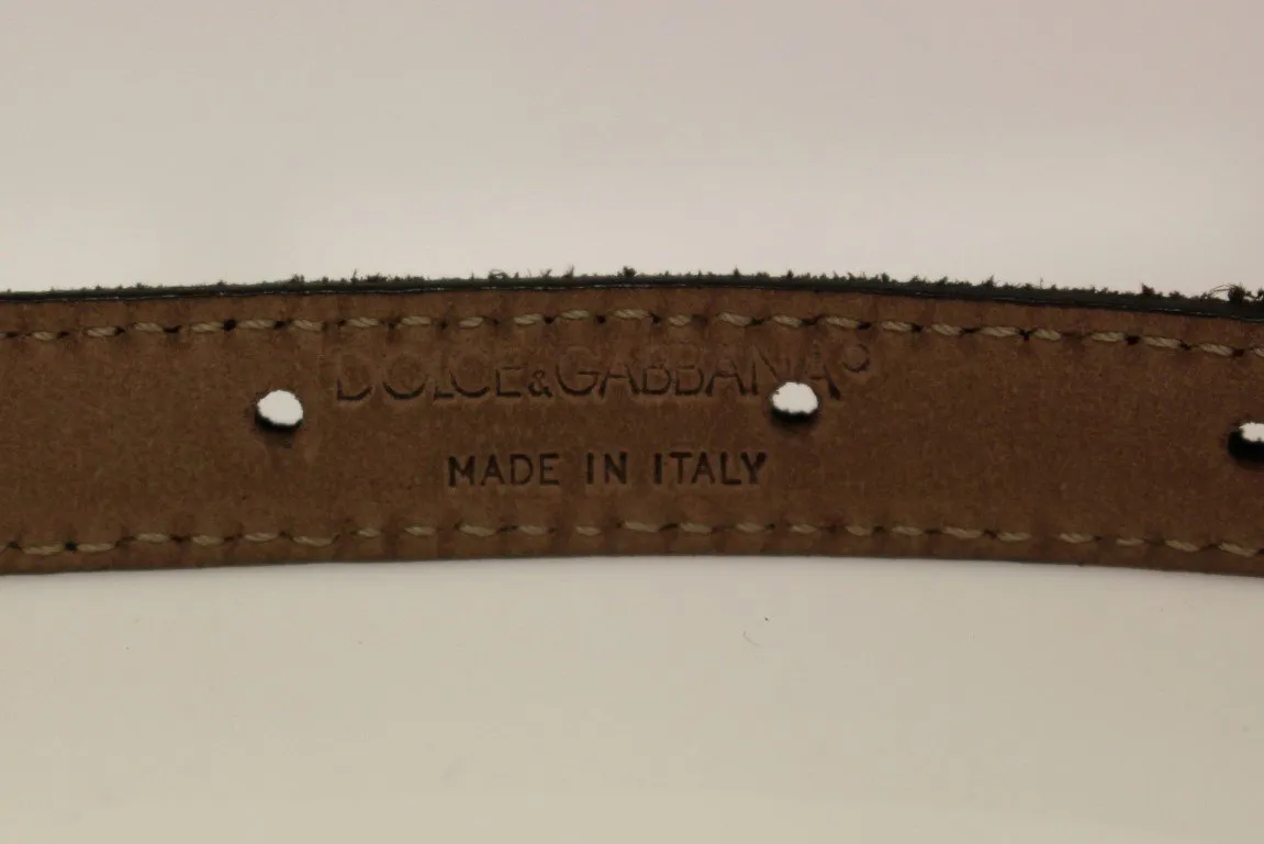 Brown Suede Leather Logo Belt