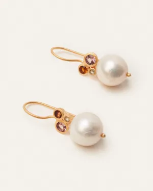 Bubble earrings with tourmaline and pearl