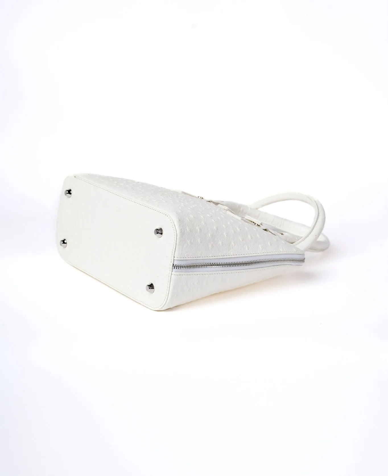 Bugatti Leather Bag Ostrich Effect White