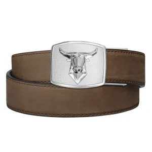 BULL BUCKLE | MOCHA BUFFALO LEATHER GUN BELT