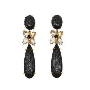Carved Black Onyx Earrings