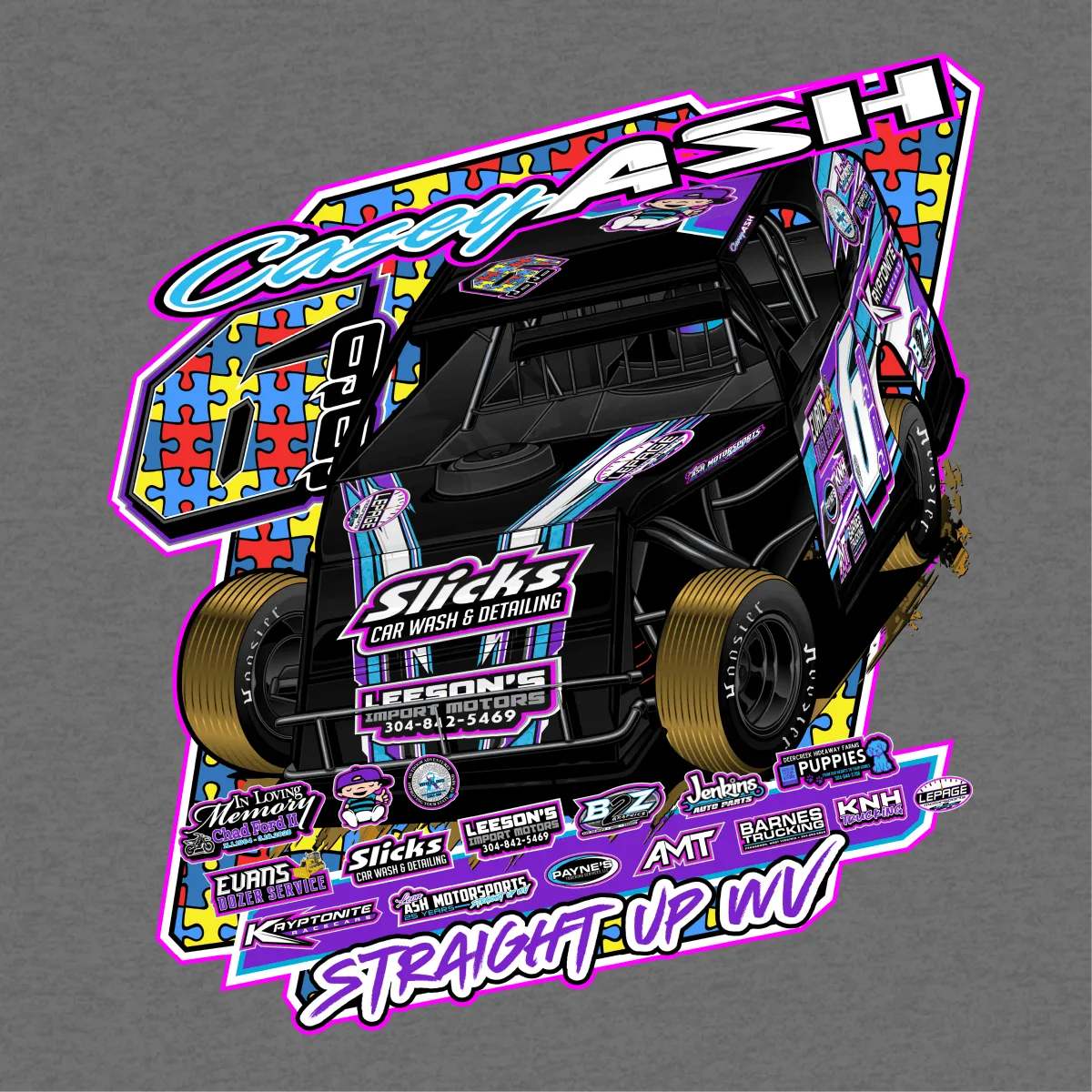 Casey Ash Gunmetal 2025 Autism Awareness Hoodie