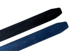 Cesoli Reversible Leather Basket Weave Belt in Minuit/Marlin
