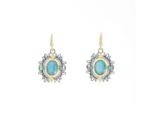 CHAMPAGNE DIAMONDS AND GRANDIDIERITE DROP EARRINGS