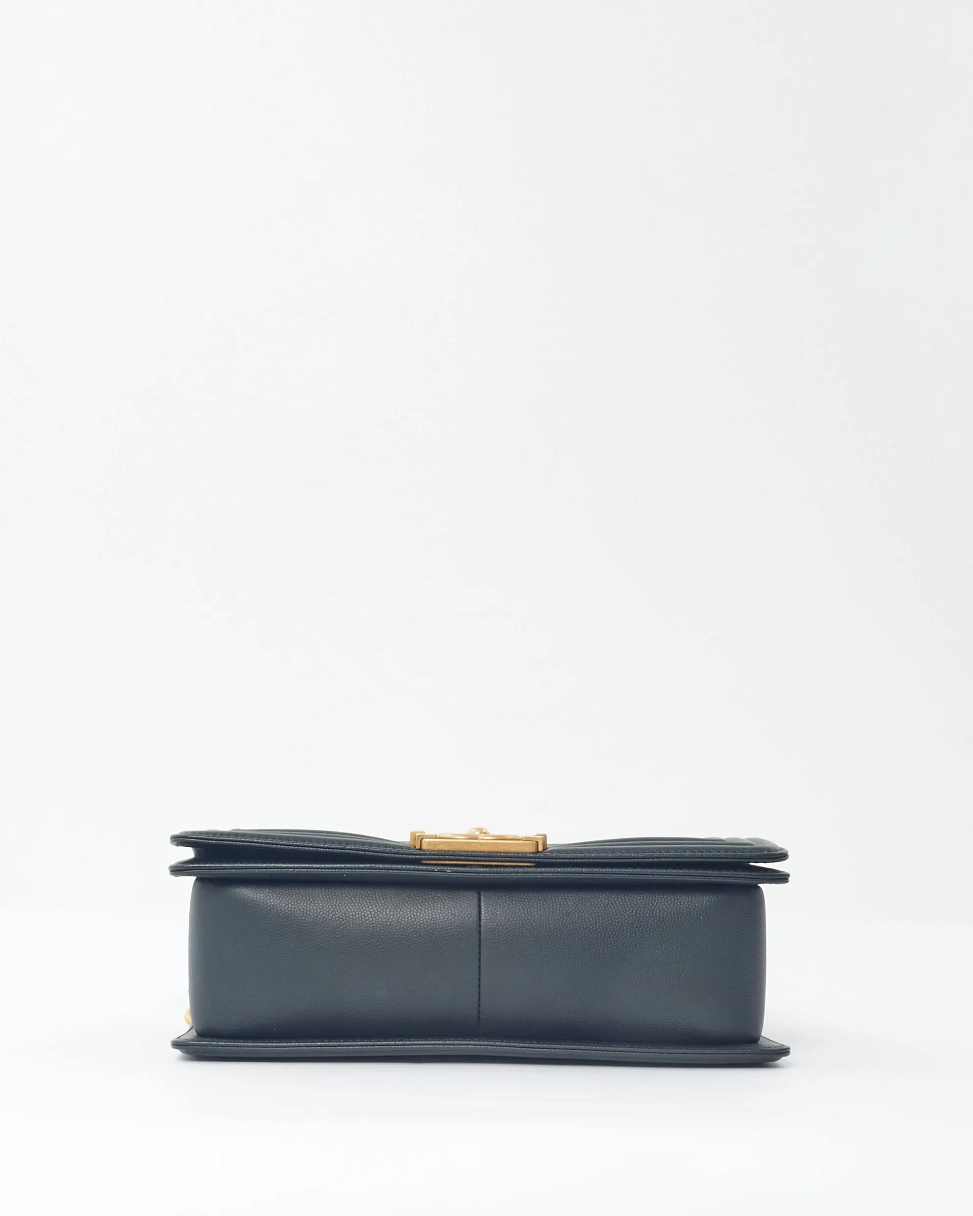 Chanel Black Caviar Leather Old Medium Boy Bag with GHW