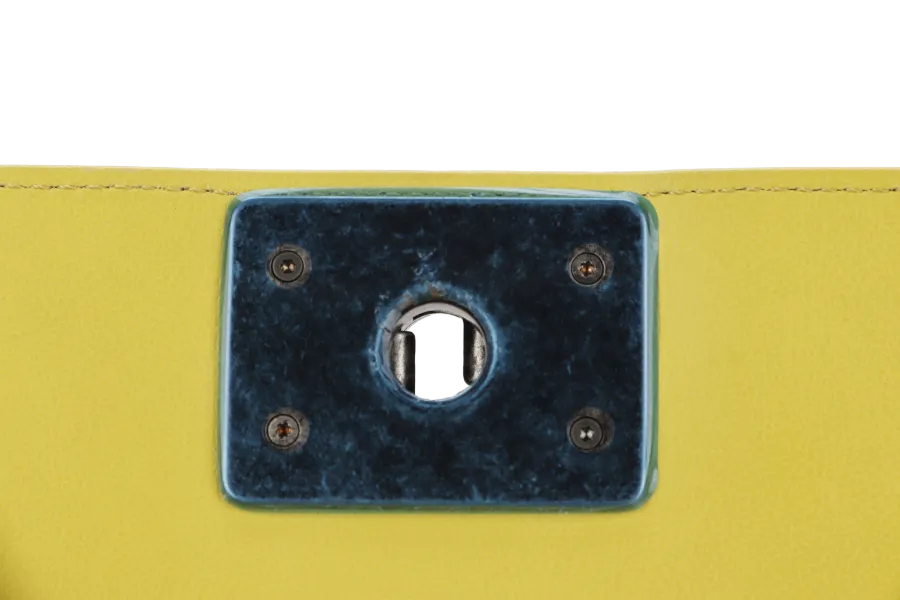 CHANEL LEBOY (2234xxxx) YELLOW CHEVRON LAMBSKIN RUTHENIUM HARDWARE WITH DUST COVER