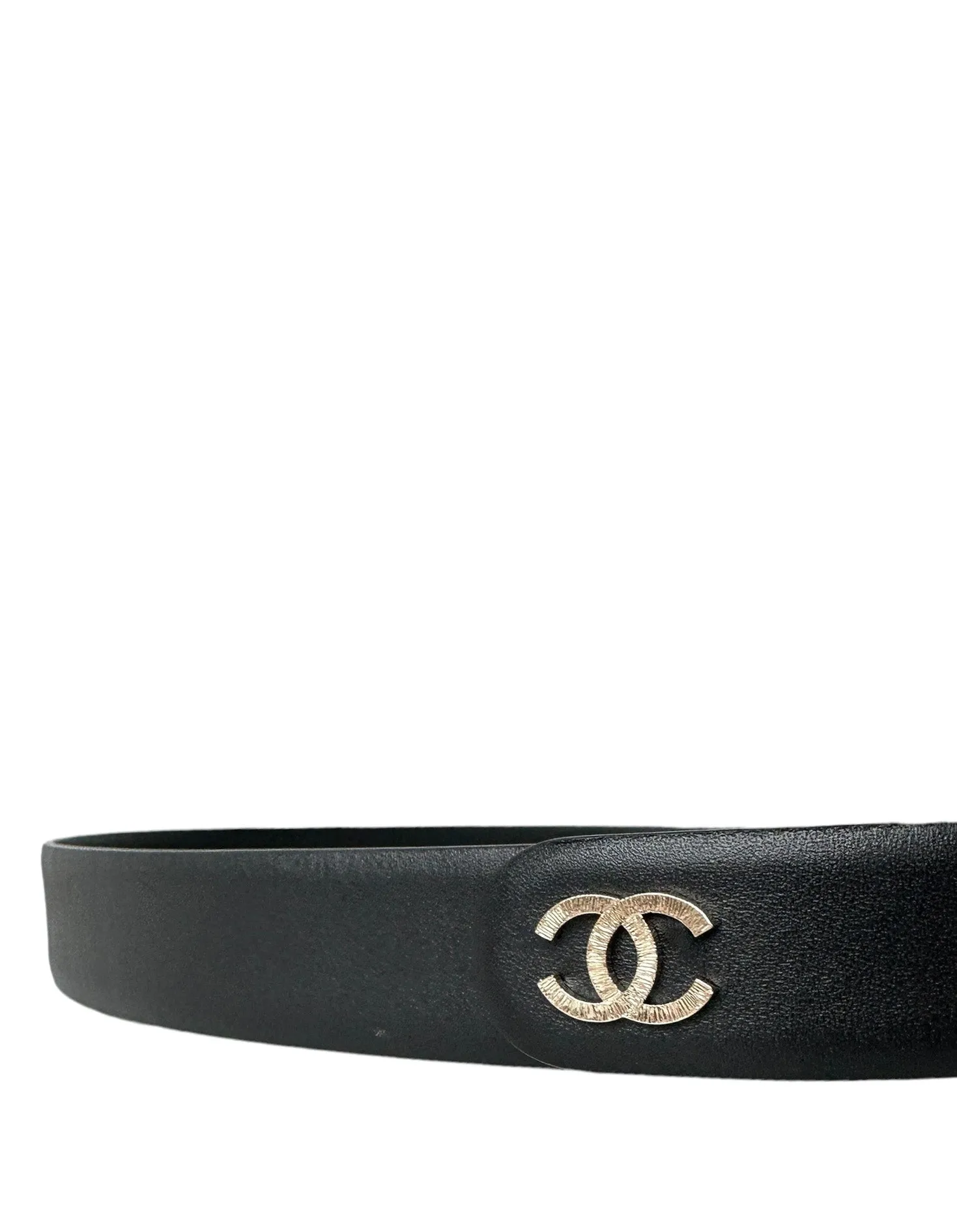 Chanel NWT Black Leather Belt w/ Pearl Buckle sz 90/36"