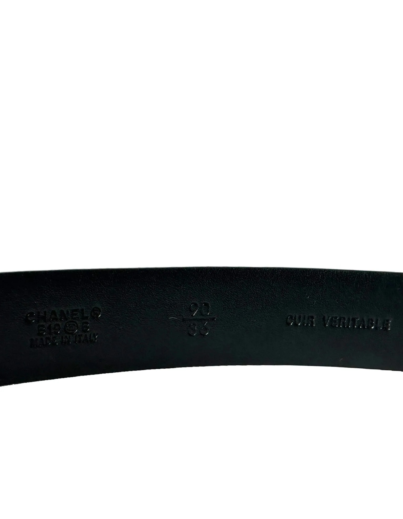 Chanel NWT Black Leather Belt w/ Pearl Buckle sz 90/36"