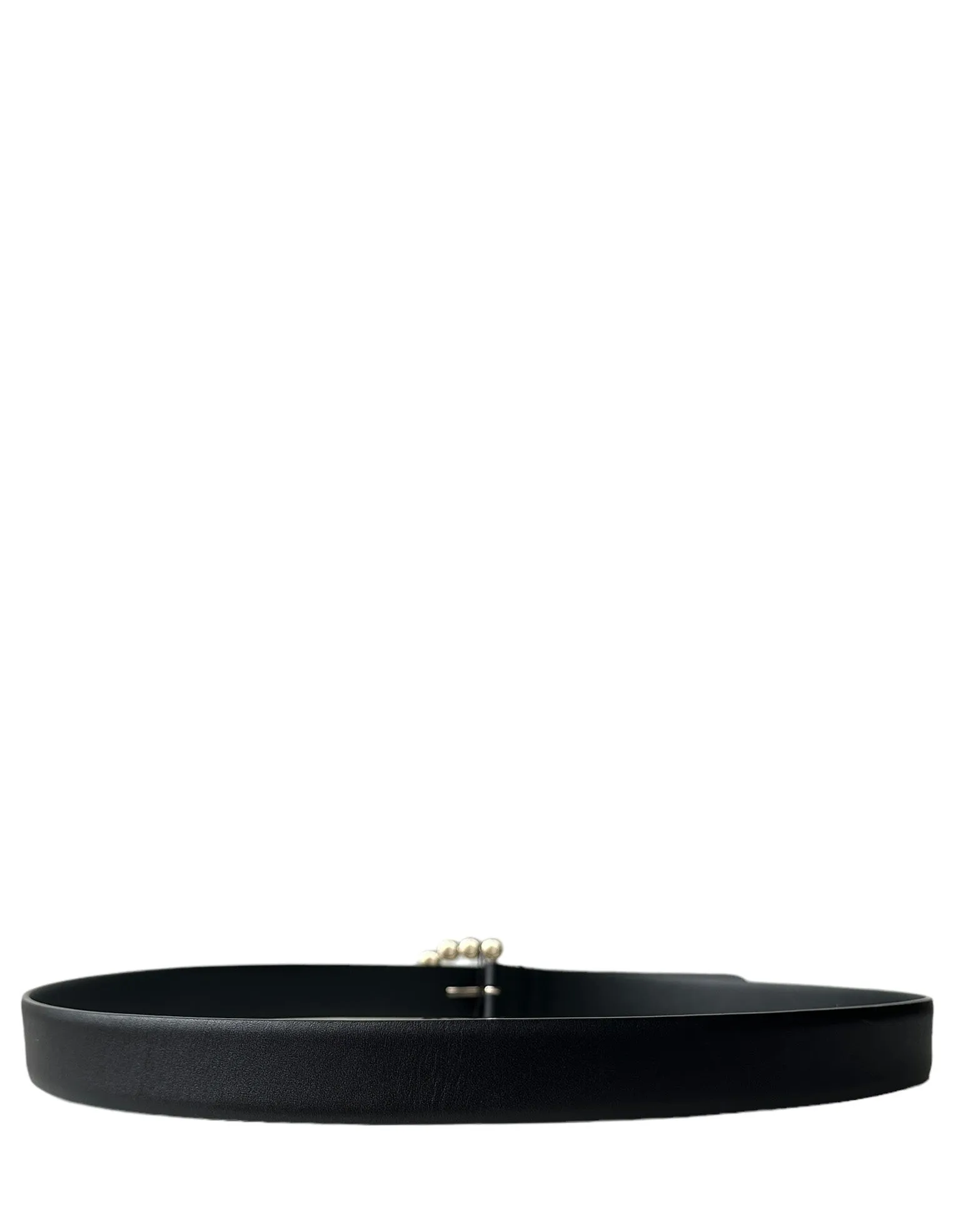 Chanel NWT Black Leather Belt w/ Pearl Buckle sz 90/36"