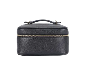 CHANEL VANITY CASE (351xxxx) CAVIAR LEATHER GOLD HARDWARE WITH DUST COVER NO STRAPS