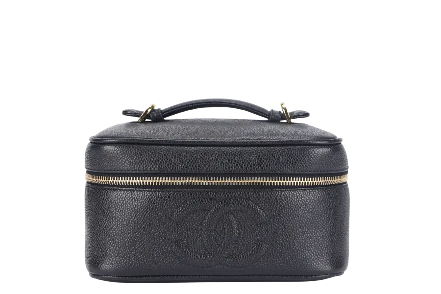 CHANEL VANITY CASE (351xxxx) CAVIAR LEATHER GOLD HARDWARE WITH DUST COVER NO STRAPS