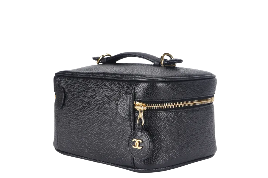 CHANEL VANITY CASE (351xxxx) CAVIAR LEATHER GOLD HARDWARE WITH DUST COVER NO STRAPS