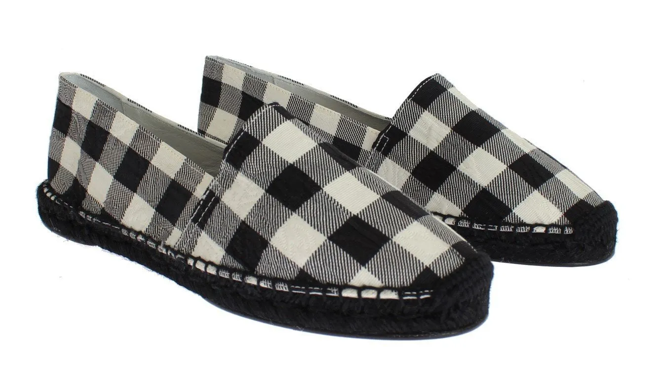 Checkered Brocade Espadrille Shoes Loafers