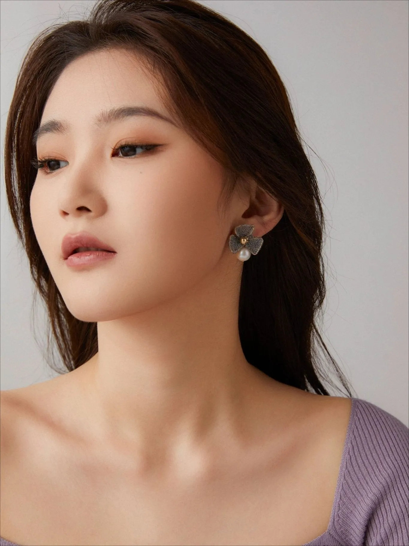 Cicada Wing Series Metallic Lace Triple Leaf Dangle Earrings