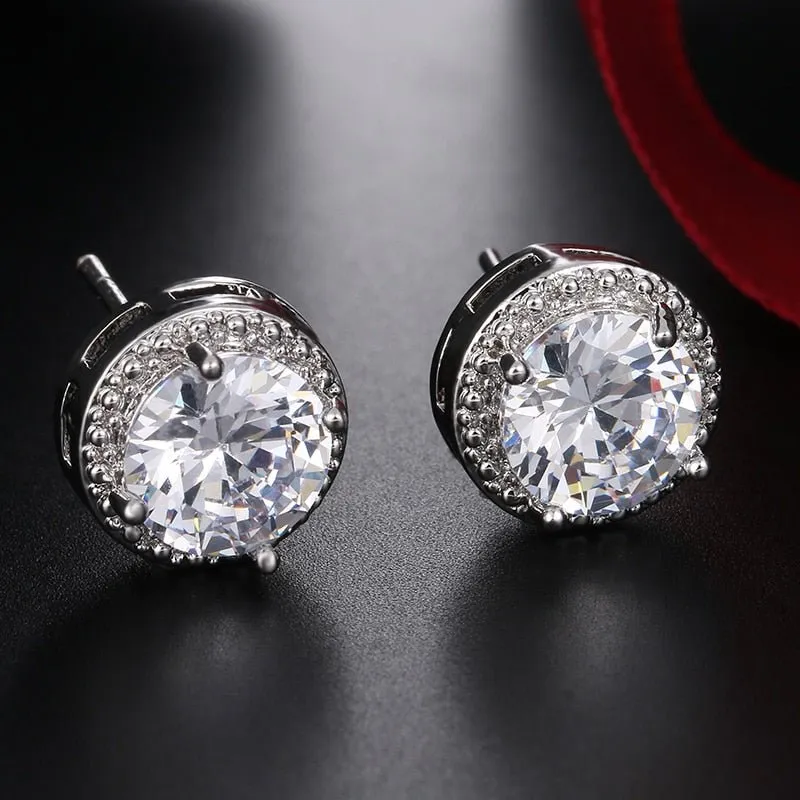Classic Crown Stud Earrings Women Wedding Gold Jewelry