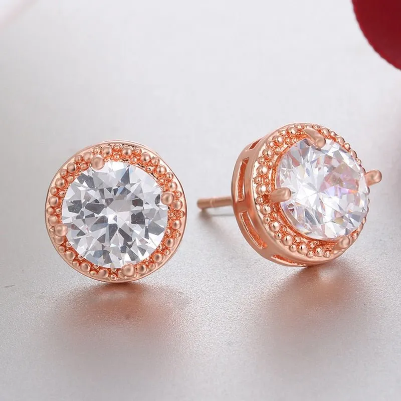 Classic Crown Stud Earrings Women Wedding Gold Jewelry