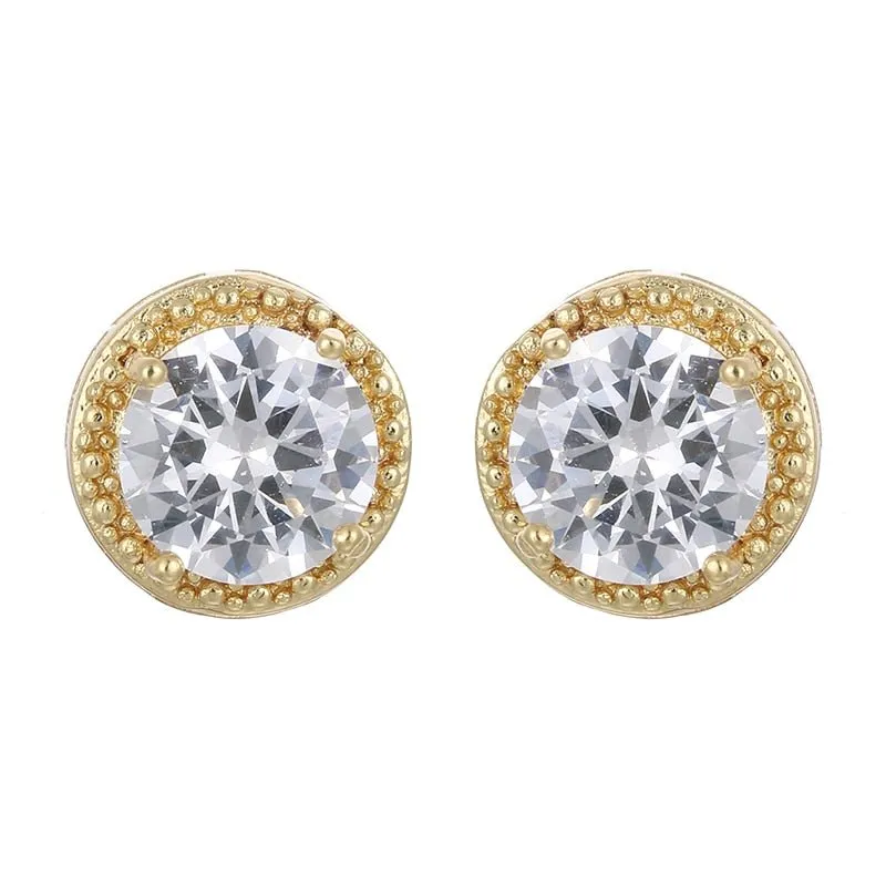 Classic Crown Stud Earrings Women Wedding Gold Jewelry