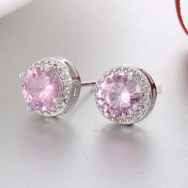 Classic Crown Stud Earrings Women Wedding Gold Jewelry